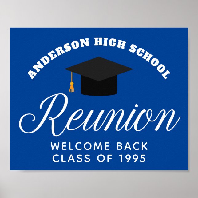 Blue High School Reunion Custom Alumni Welcome Poster (Front)