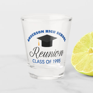 Blue High School Reunion Party Custom Alumni Shot Glass