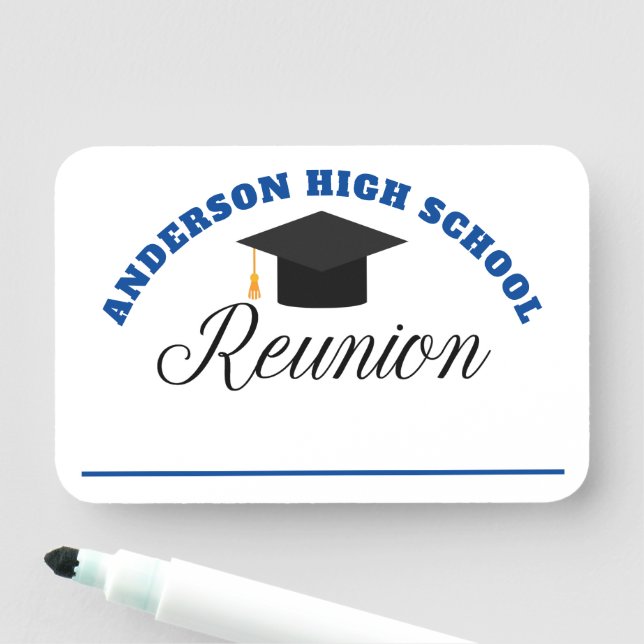 Blue High School Reunion Personalised Name Tag (In Situ)