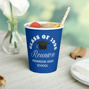 Blue High School Reunion Personalised Party Paper Cups