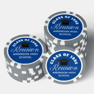 Blue High School Reunion Personalized Party Poker Chips