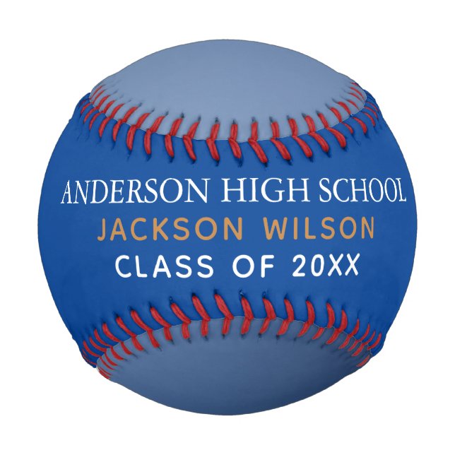 Blue High School Senior Player Photo Custom Team Baseball (Front)