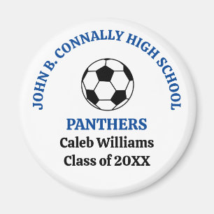 Blue High School Soccer Team Personalised Magnet