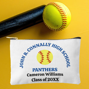 Blue High School Softball Player Personalised Accessory Pouch