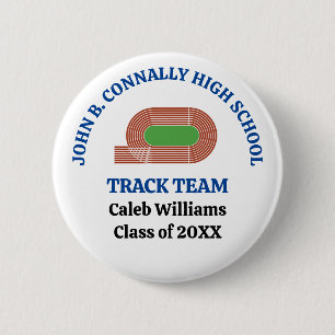 Blue High School Track & Field Team Personalised 6 Cm Round Badge
