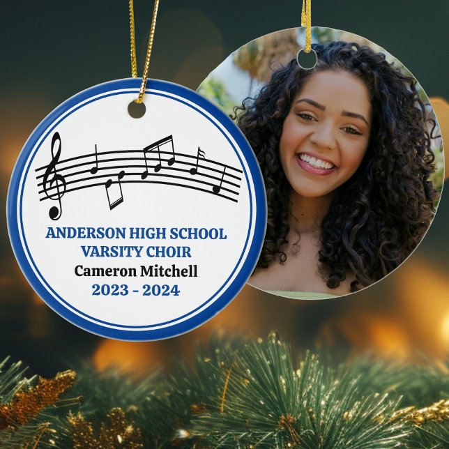 Blue High School Varsity Choir Custom Christmas Ceramic Tree Decoration (Creator Uploaded)