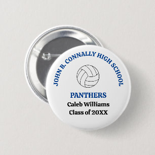 Blue High School Volleyball Player Personalised 6 Cm Round Badge