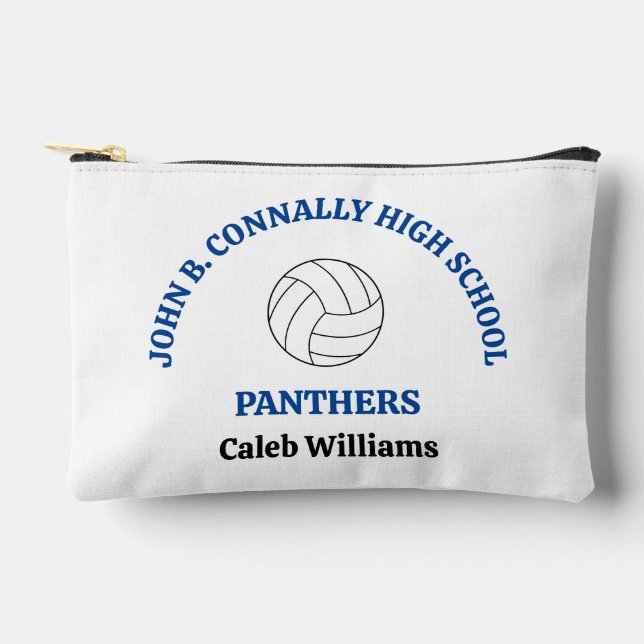 Blue High School Volleyball Player Personalised Accessory Pouch (Front)