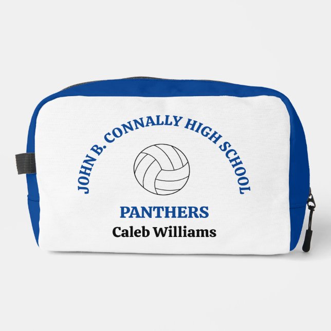 Blue High School Volleyball Player Personalised Dopp Kit (Front)