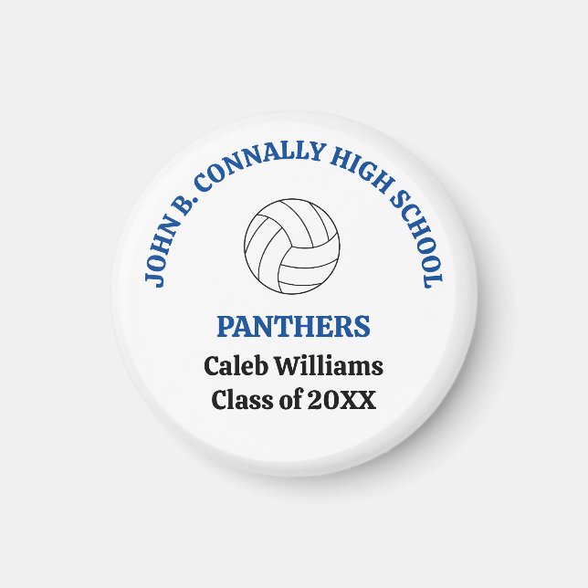 Blue High School Volleyball Player Personalised Magnet (Front)