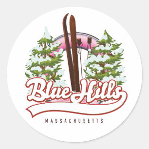 Blue Hills Massachusetts Ski logo Classic Round Sticker