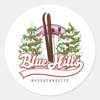 Blue Hills Massachusetts Ski logo Classic Round Sticker