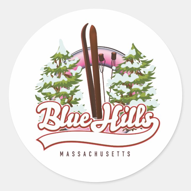 Blue Hills Massachusetts Ski logo Classic Round Sticker (Front)