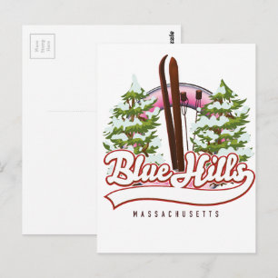 Blue Hills Massachusetts Ski logo Postcard
