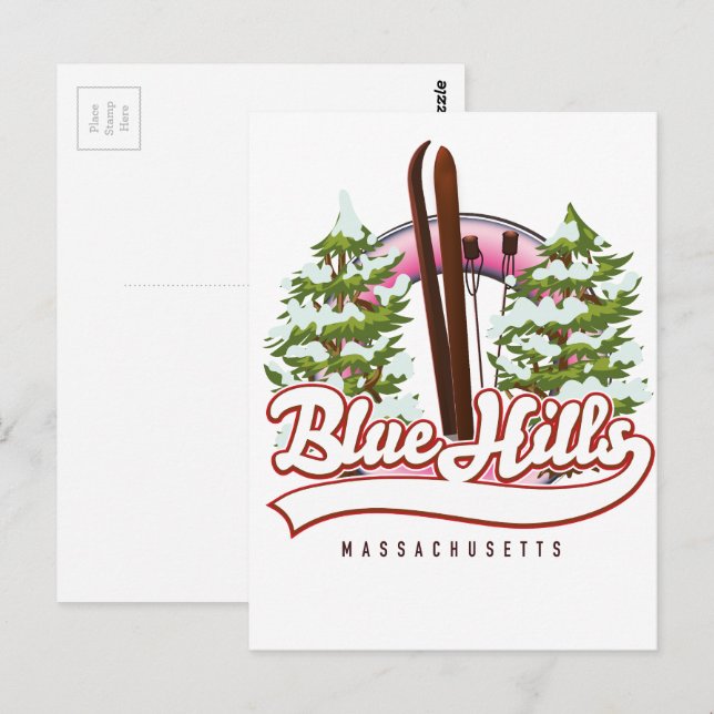 Blue Hills Massachusetts Ski logo Postcard (Front/Back)