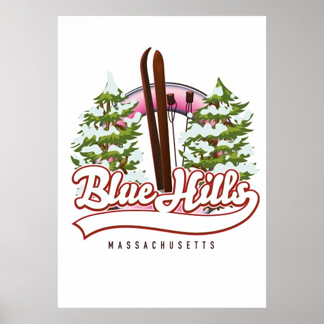 Blue Hills Massachusetts Ski logo Poster (Front)