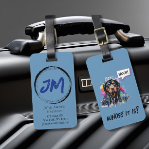 Blue Hip Hop Rottweiler Luggage Tag