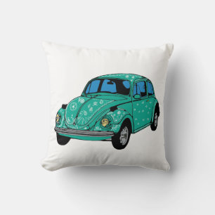 Blue Hippie Car Throw Cushion