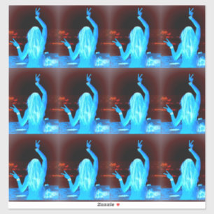 blue hippie girl peace sign