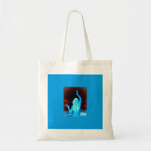 blue hippie peace sign tote bag