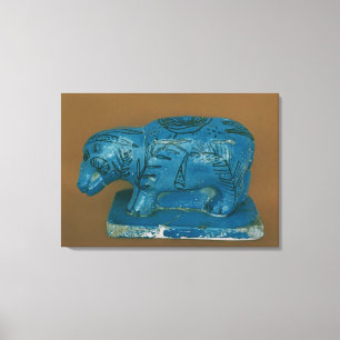 Blue hippopotamus with black decoration canvas print