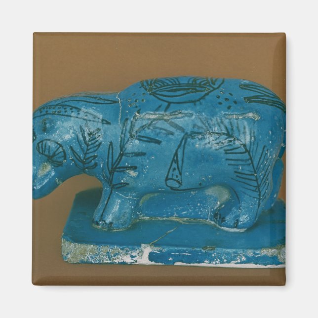 Blue hippopotamus with black decoration magnet (Front)