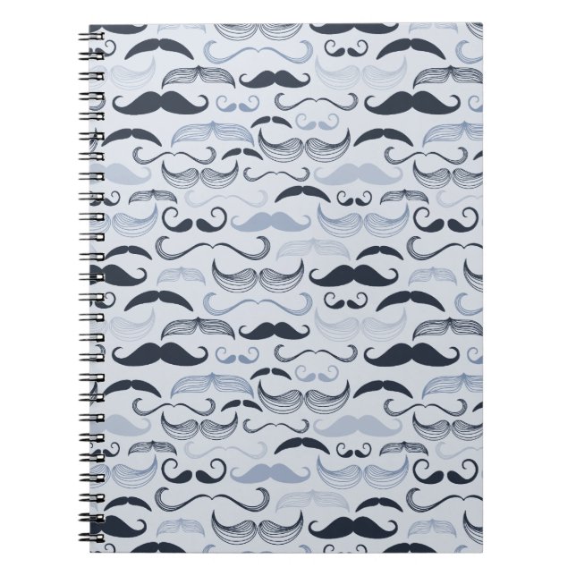Blue Hipster Moustaches Notebook (Front)