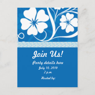 Blue Hisbiscus Party Invitation