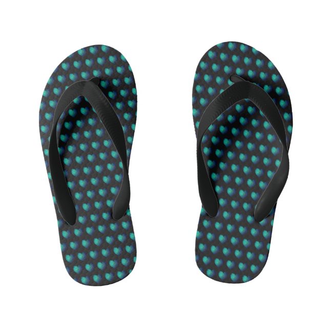 Blue hitech heart love symbol pattern  kid's flip flops (Footbed)