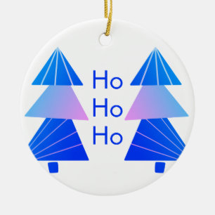 Blue Ho Ho Ho Christmas Ceramic Tree Decoration