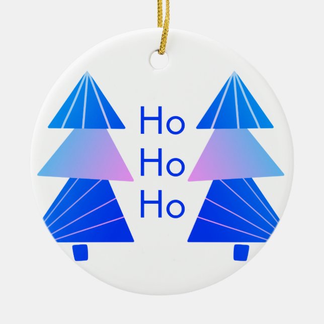 Blue Ho Ho Ho Christmas Ceramic Tree Decoration (Front)