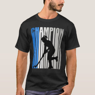 Blue Hockey Champion Girls Birthday Outside Hockey T-Shirt