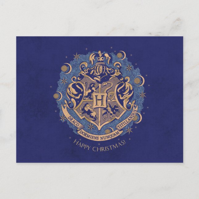 Blue HOGWARTS™ Crest Holiday Wreath (Front)
