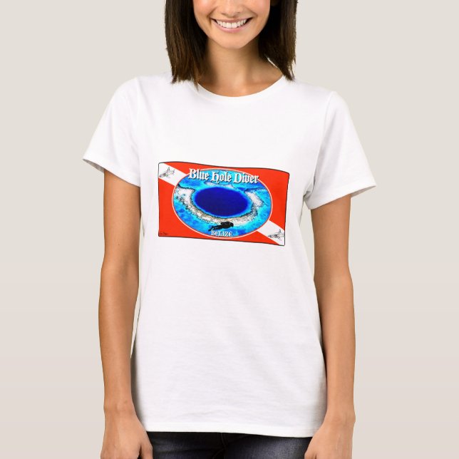 Blue Hole Diver Basic T-Shirt (Front)