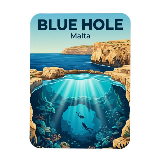 Blue Hole, Gozo Malta Magnet (Vertical)