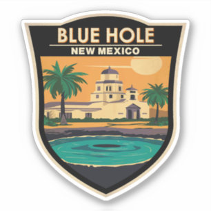 Blue Hole New Mexico Travel Art Badge