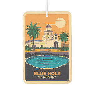 Blue Hole New Mexico Travel Art Vintage Car Air Freshener