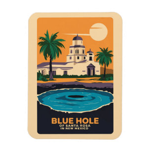 Blue Hole New Mexico Travel Art Vintage Magnet
