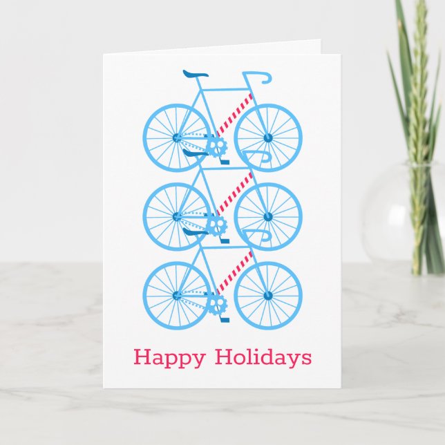 Blue Holiday Bikes Card (Front)