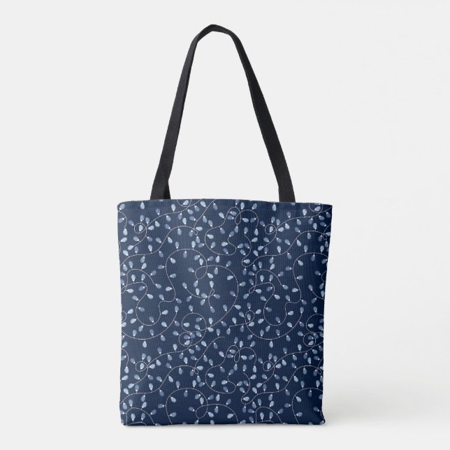 Blue Holiday Lights Tote Bag (Back)