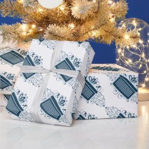 Blue Holiday Swirls Present Wrapping Paper