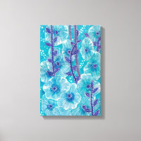 Blue Hollyhock Mallow Malva Flower Floral Painting