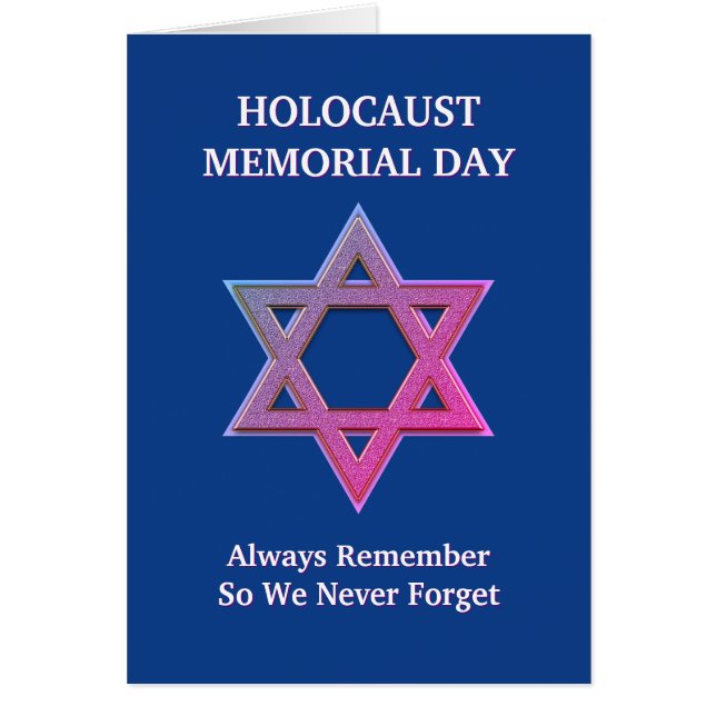 Blue Holocaust Remembrance Day Memorial Card (Front)
