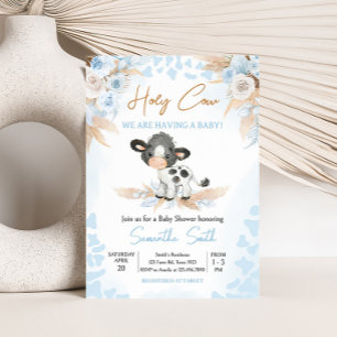 Blue Holy Cow Baby Shower  Invitation