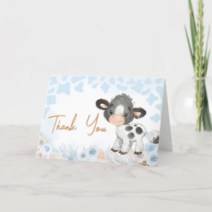 Blue Holy Cow Baby Shower  Thank You Card
