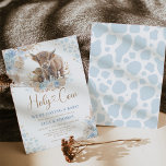 Blue Holy Cow Boho Pampas Boy Baby Shower Invitation<br><div class="desc">Get your guests moo-ving with our adorable Highland cow invitation! This design is perfect for a farm-themed party or a cowboy inspired celebration. The charming Highland cow is paired with delicate pampas grass and blue flowers to create a boho-chic feel that's perfect for a ranch or southwestern-style event.</div>