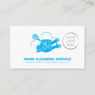 Blue Home Cleaning Service Janitorial custom logo Business Card