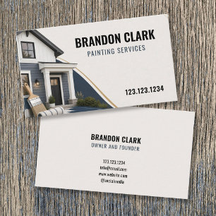 Blue Home Photo with Diagonal Gold Edge Painting Business Card