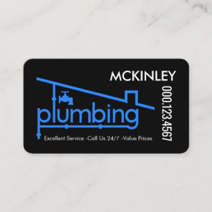 Blue Home Plumbing Pipeline Plumber Repair Business Card