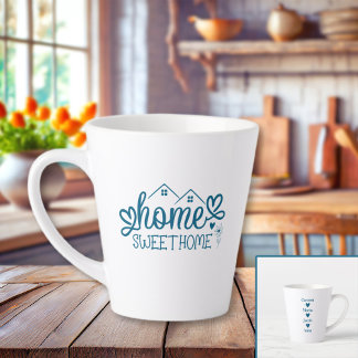 Blue Home Sweet Home Personalised Latte Mug
